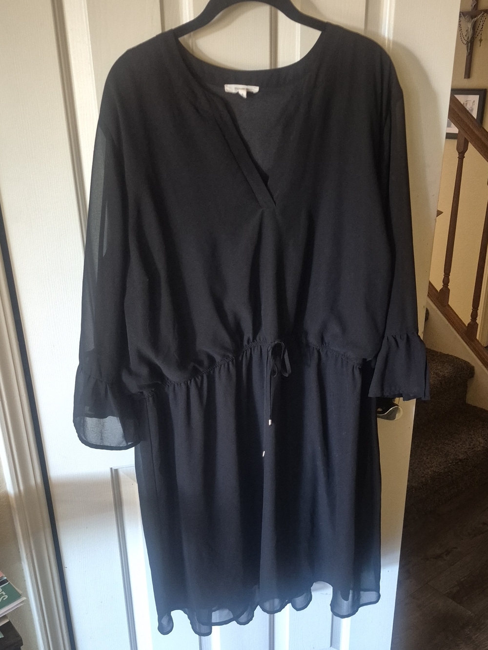 Maurices Black V-Neck Tie-Waist Chiffon Dress 3x